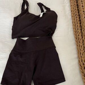 Aerie Brown Sports Bra and Shorts Set